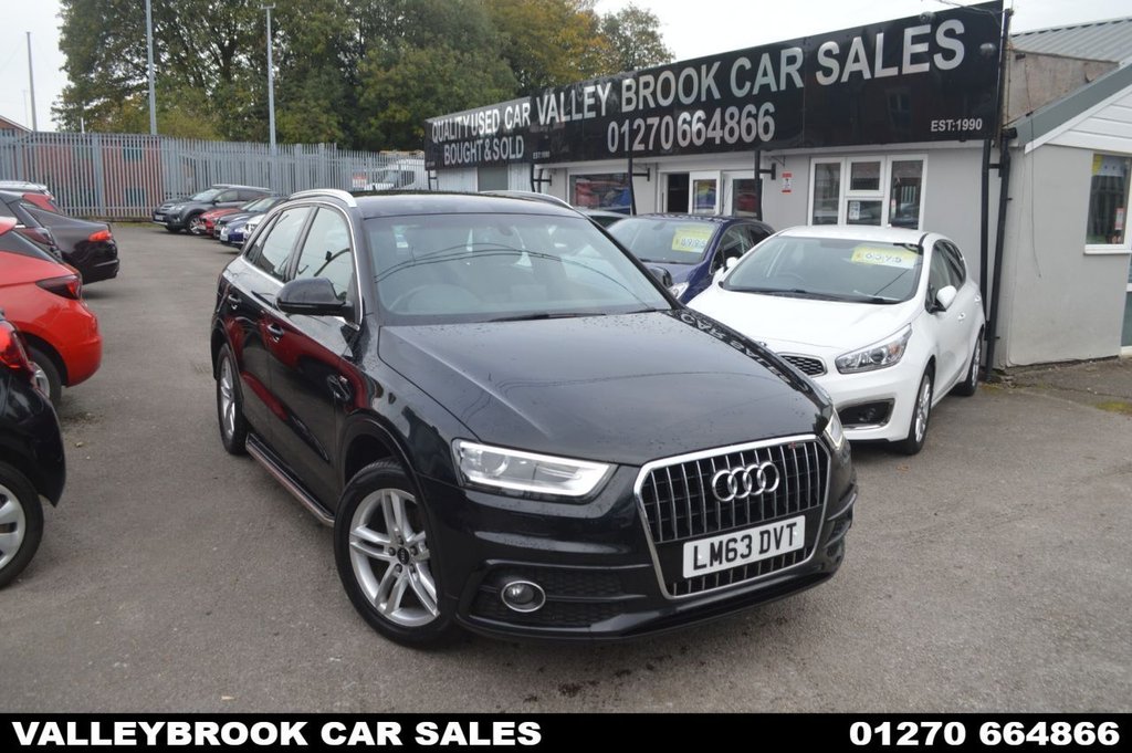 Used 2013 63 AUDI Q3 2.0 TDI S line SUV 5dr Diesel Manual Euro 5 (s/s) (177 ps) in Black (77900 mileage) for sale in Crewe