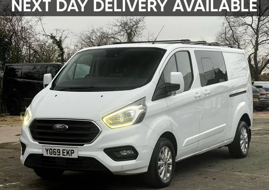 Used 2020 69 FORD TRANSIT CUSTOM 2.0 320 EcoBlue Limited Crew Van Double Cab 5dr Diesel Manual L2 H1 Euro 6 (s/s) (6 Seat) (130 ps) in White (92000 mileage) for sale in Crewe