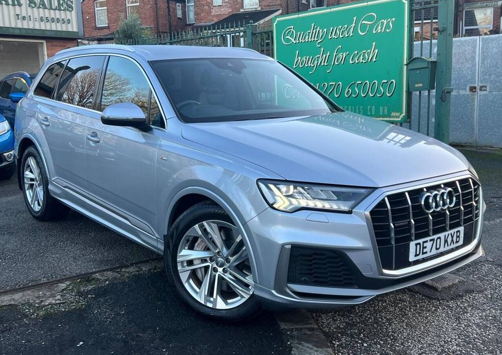 Used 2020 70 AUDI Q7 3.0 TFSIe V6 55 S line Tiptronic quattro Euro 6 (s/s) 5dr 14.1kWh in Silver (62000 mileage) for sale in Crewe