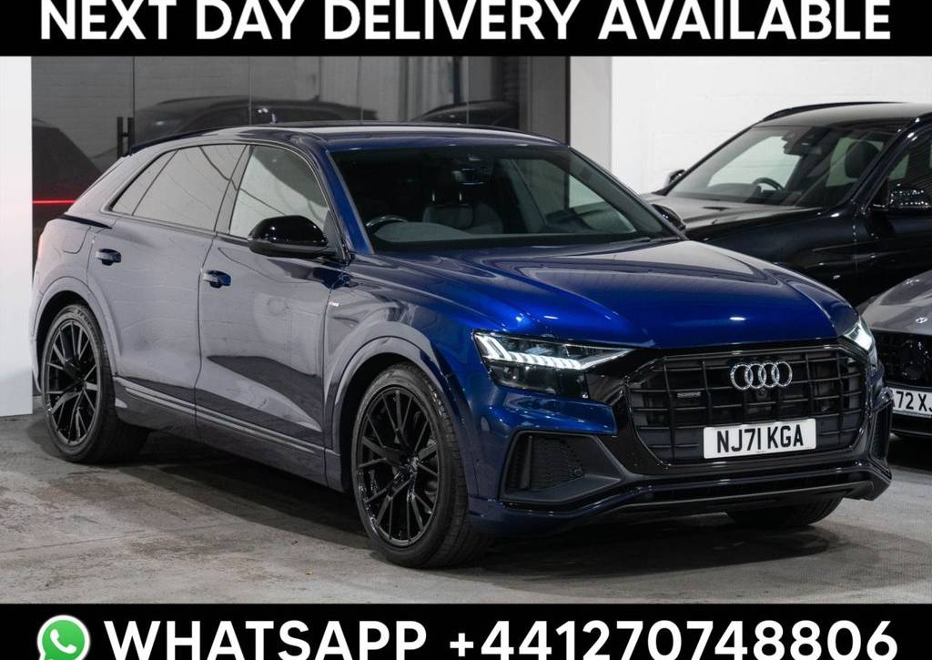 Used 2021 71 AUDI Q8 3.0 TDI V6 50 Black Edition SUV 5dr Diesel Tiptronic quattro Euro 6 (s/s) (286 ps) in Blue (52000 mileage) for sale in Crewe