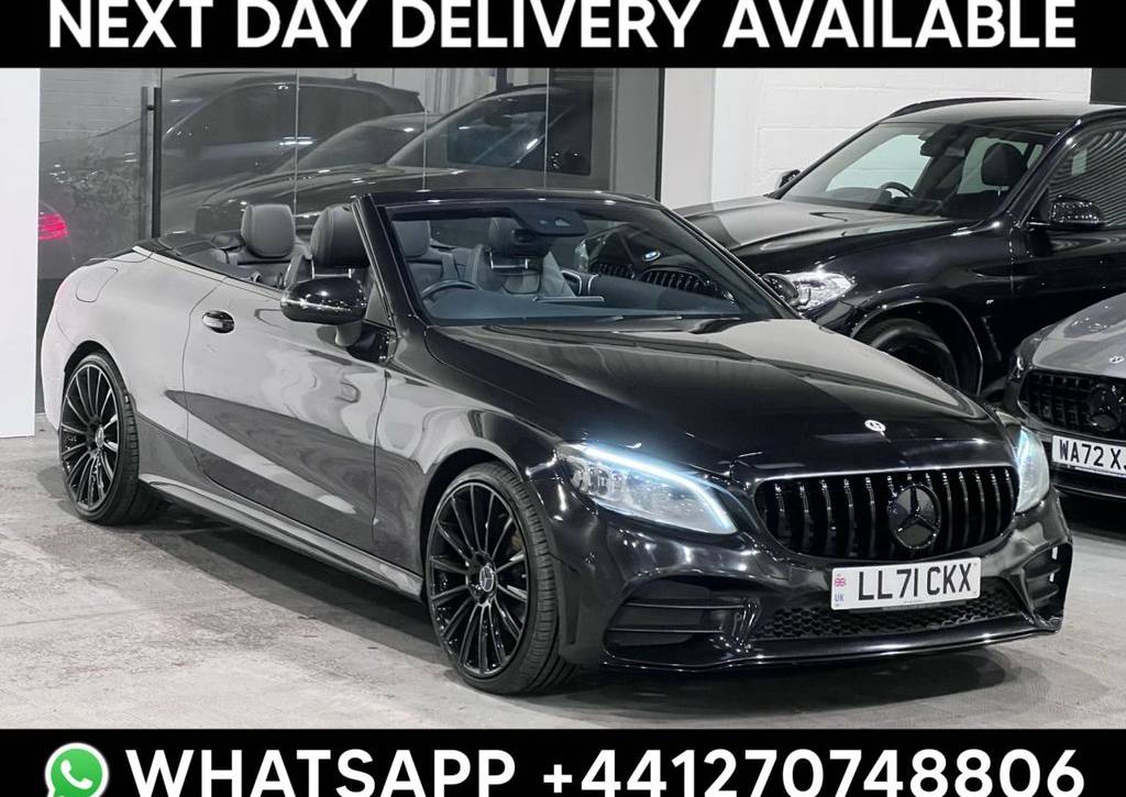 Used 2021 71 MERCEDES-BENZ C-CLASS 2.0 C220d AMG Line Edition (Premium) Cabriolet 2dr Diesel G-Tronic+ Euro 6 (s/s) (194 ps) in Black (25500 mileage) for sale in Crewe