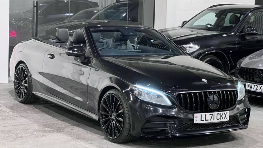 Used 2021 71 MERCEDES-BENZ C-CLASS 2.0 C220d AMG Line Edition (Premium) Cabriolet 2dr Diesel G-Tronic+ Euro 6 (s/s) (194 ps) in Black (25500 mileage) for sale in Crewe