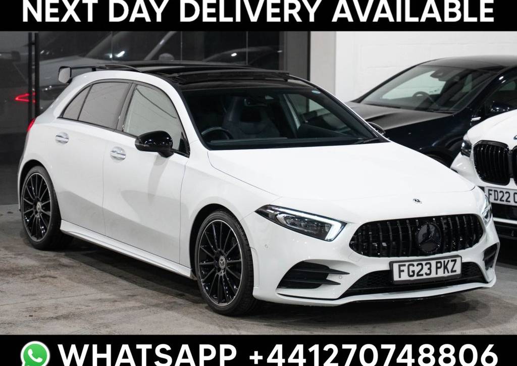 Used 2023 23 MERCEDES-BENZ A-CLASS 1.3 A180 AMG Line Night Edition (Premium Plus) Hatchback 5dr Petrol 7G-DCT Euro 6 (s/s) (136 ps) in White (25000 mileage) for sale in Crewe
